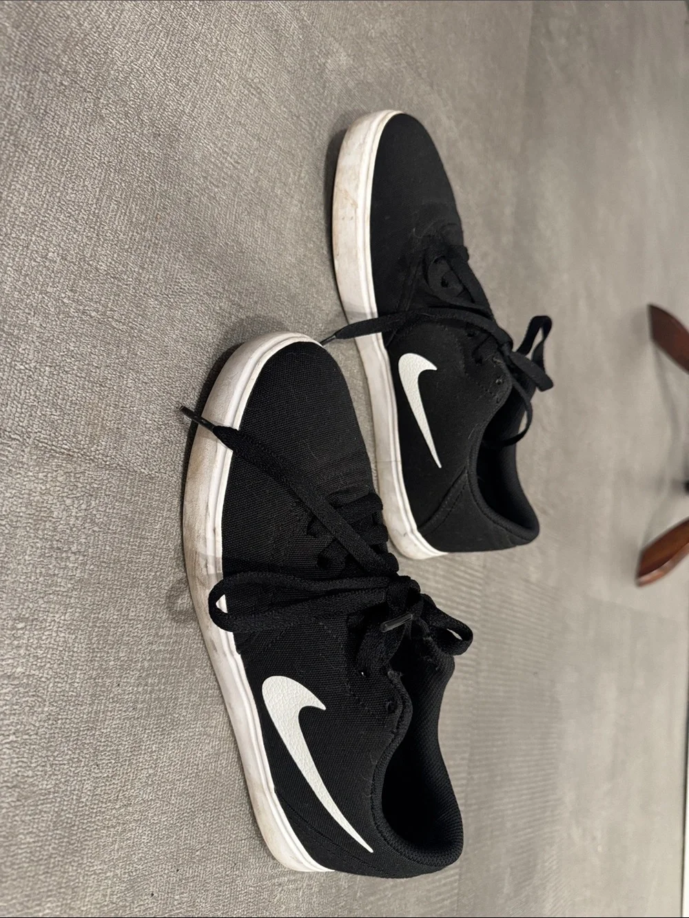 Nike SB Black Canvas Skate Shoes with White Soles Size 7Y